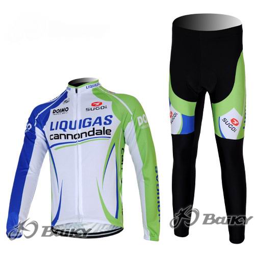 Maillot Liquigas Cannondale verde blanco mangas larga verde bl